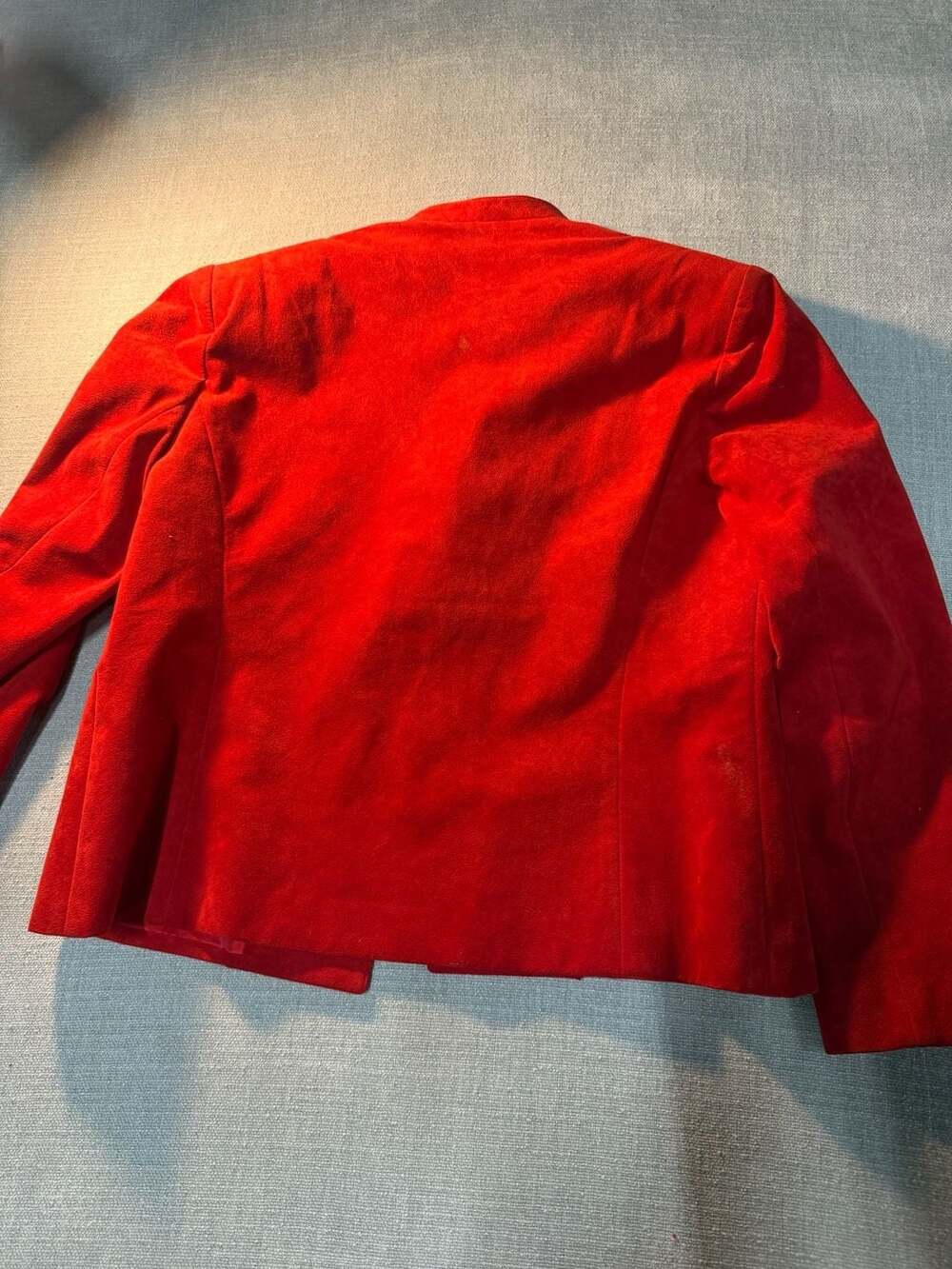 Ultrasuede Brand Fabric Red Embroidered Open Front Blazer Jacket Size 14 - Picture 3 of 3